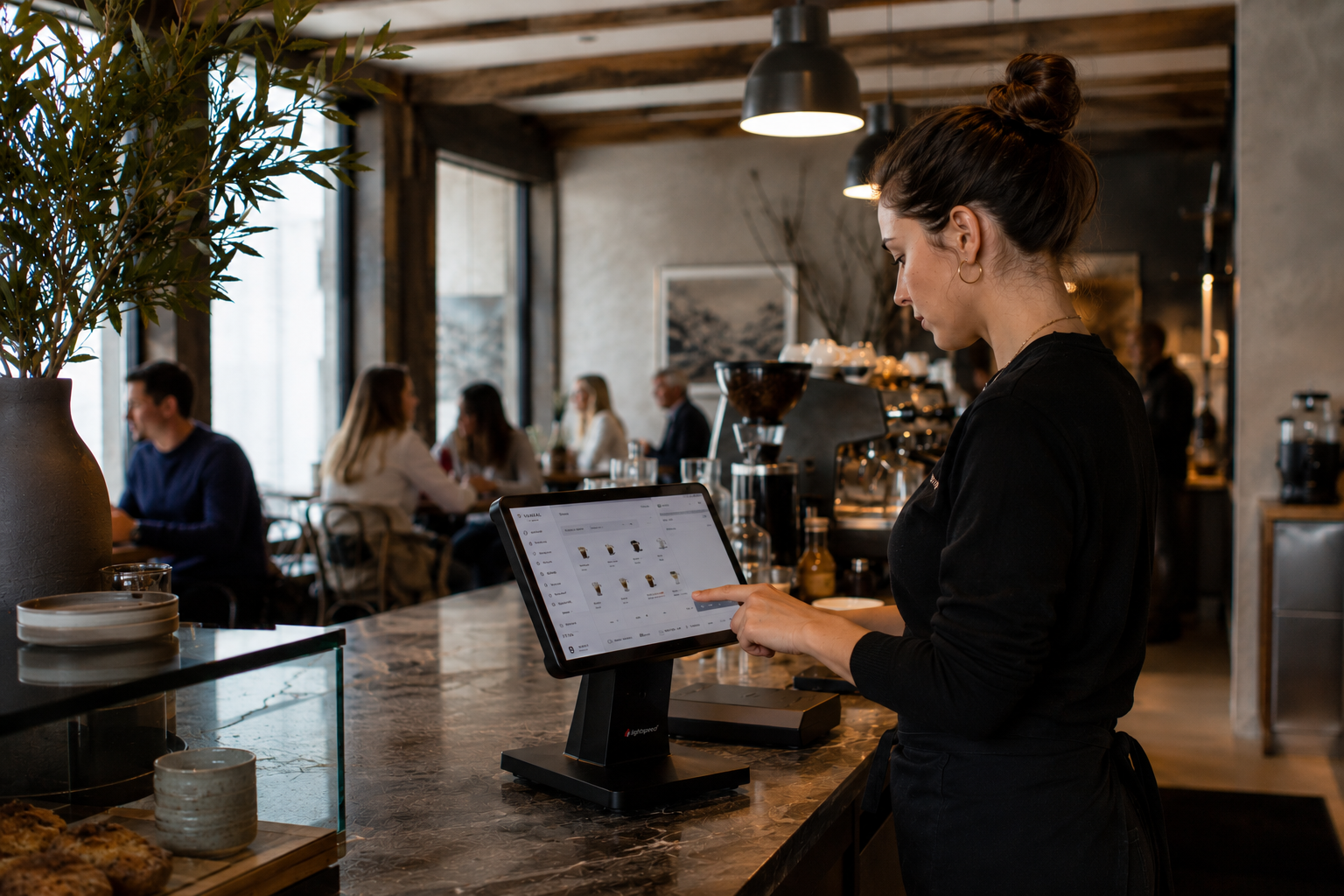 ANGLE point of sale in a busy cafe